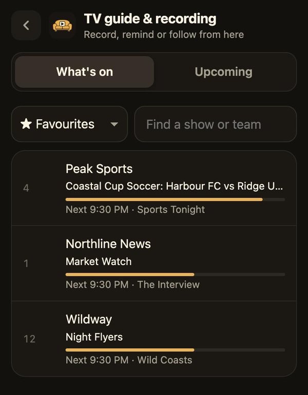 TV guide and recording on the phone